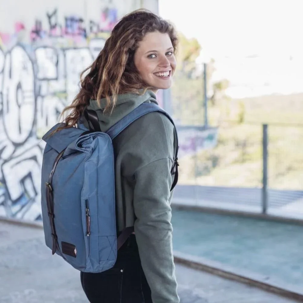 NWT *Property of... *Mitch Roll-Down Backpack Navy blue & dark brown